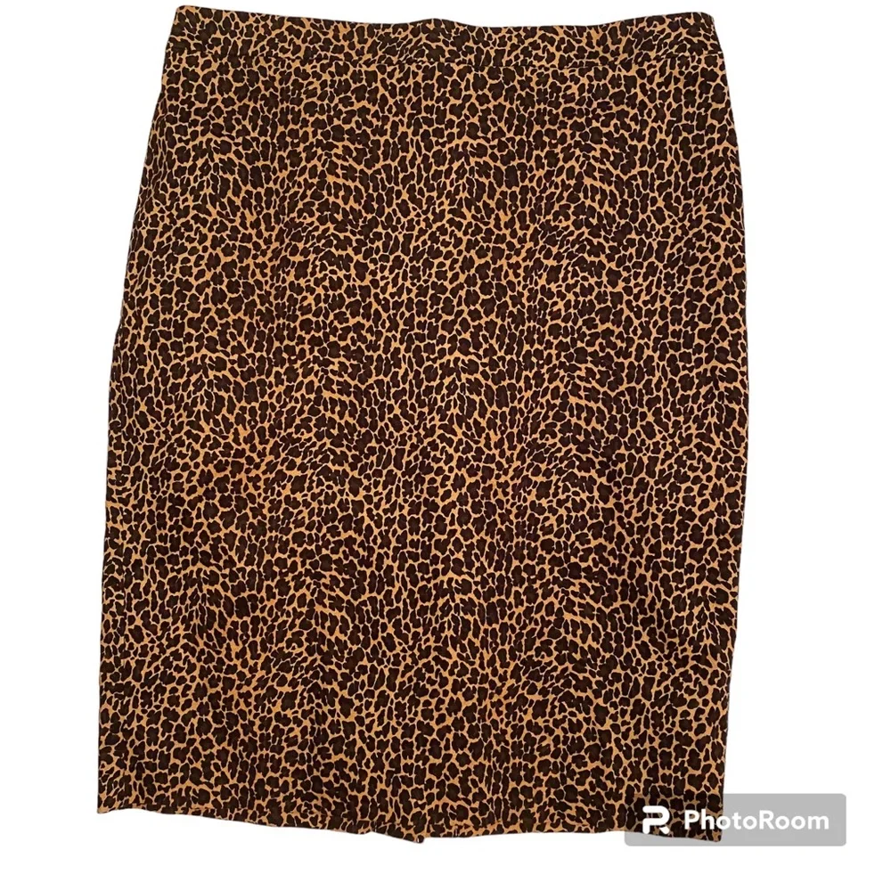 J. CREW SKIRT PENCIL STRAIGHT TAN BROWN BLACK LEOPARD ANIMAL PRINT SIZE 4